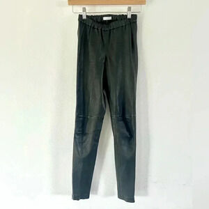 Leith Real Leather Black Pull On Moto Legging Skinny Fit Pants Size XS‎